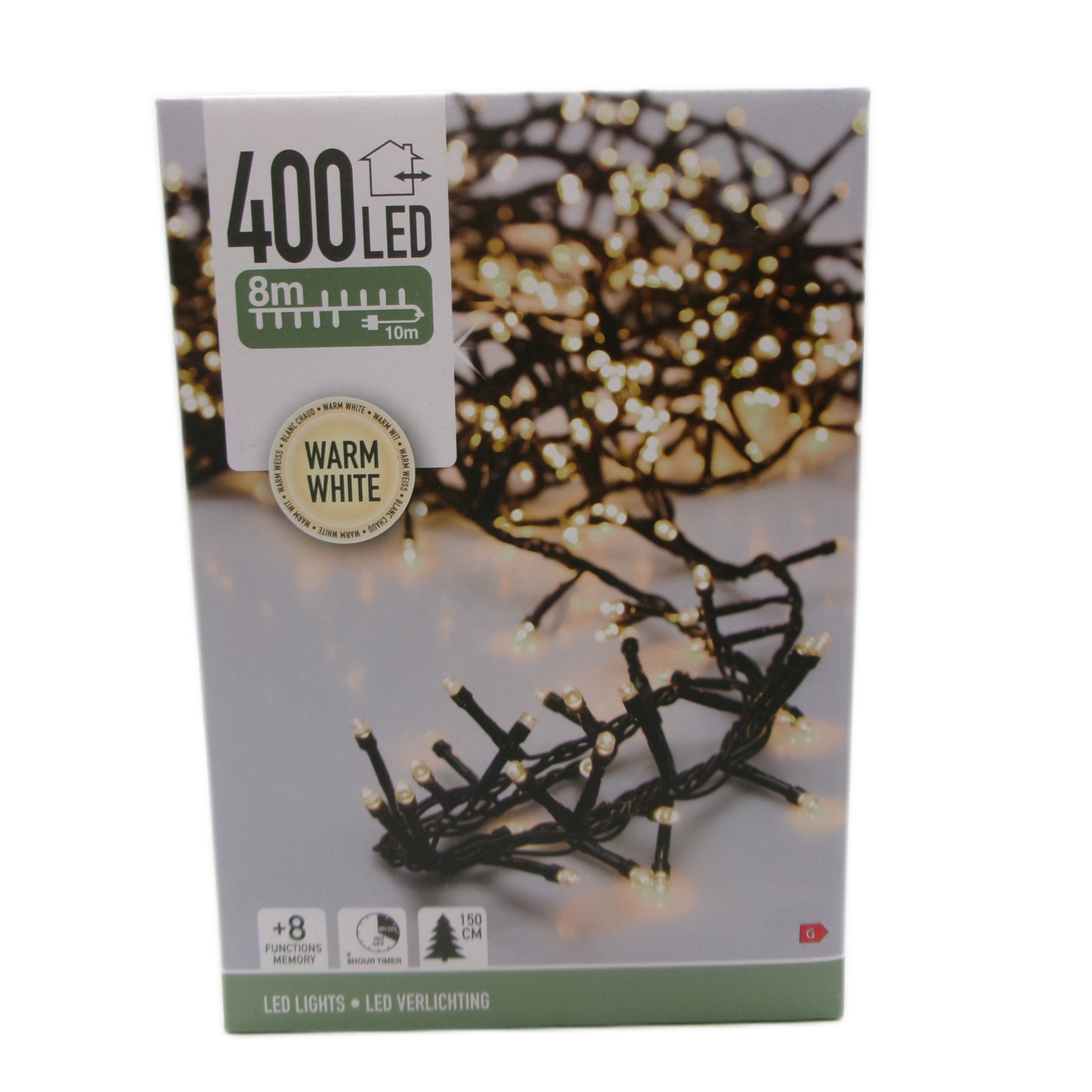 Christmas Microcluster LED Lights 400 Warm White 10M Lead Multi Functions with Timer