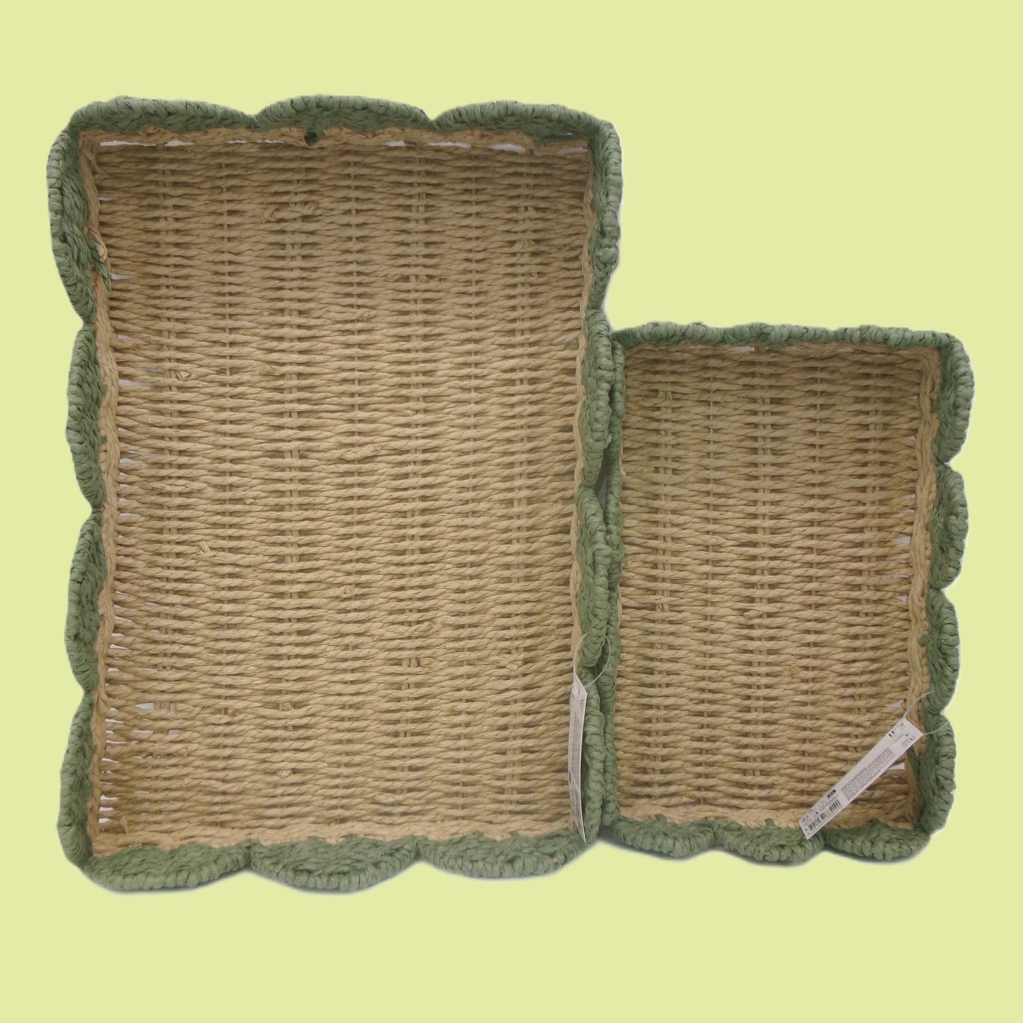 Set of 2 Woven Rectangular Shaped Tray Assorted Colours Home Décor