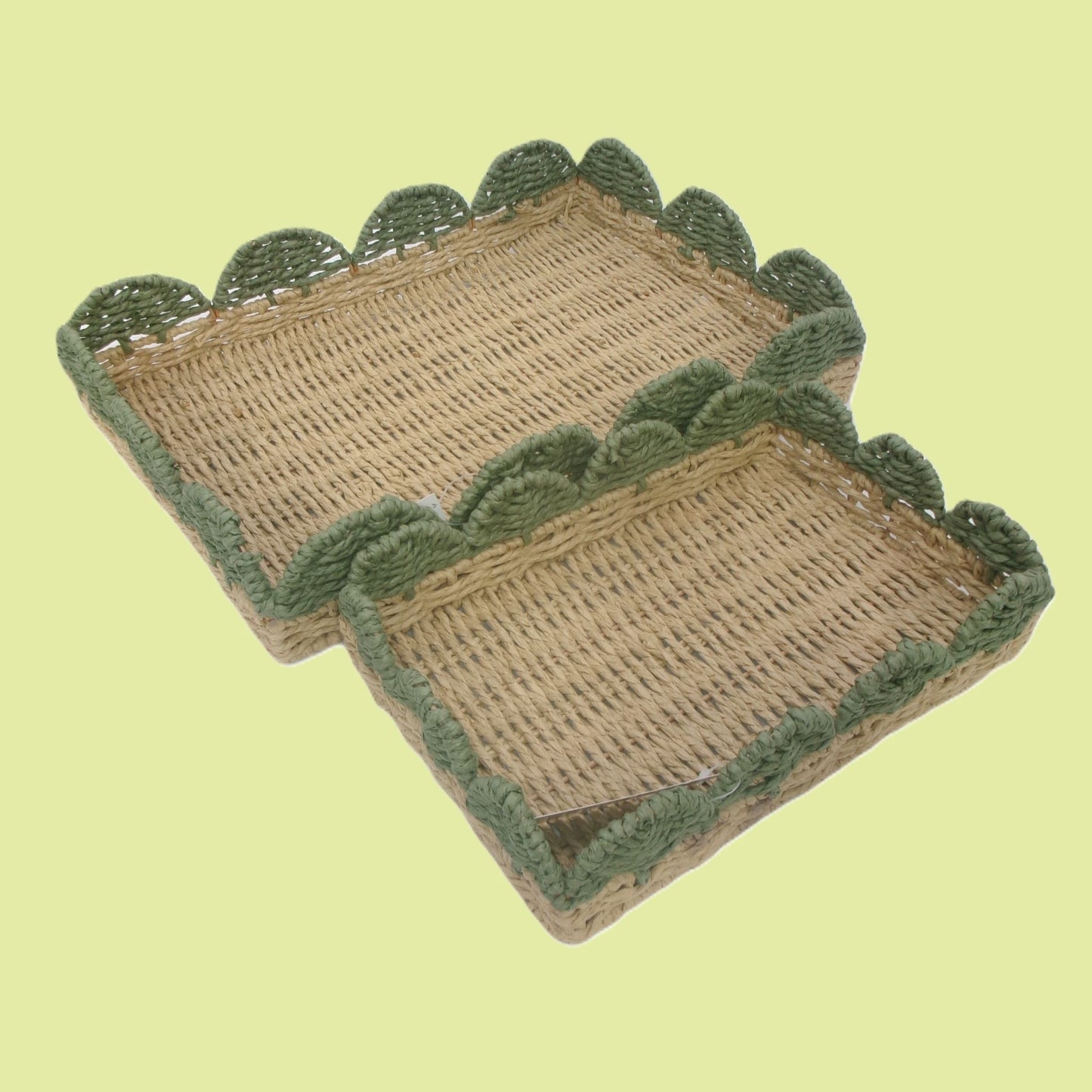 Set of 2 Woven Rectangular Shaped Tray Assorted Colours Home Décor