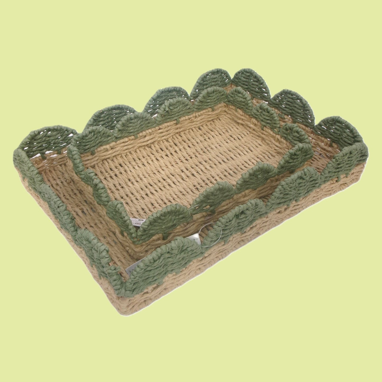 Set of 2 Woven Rectangular Shaped Tray Assorted Colours Home Décor