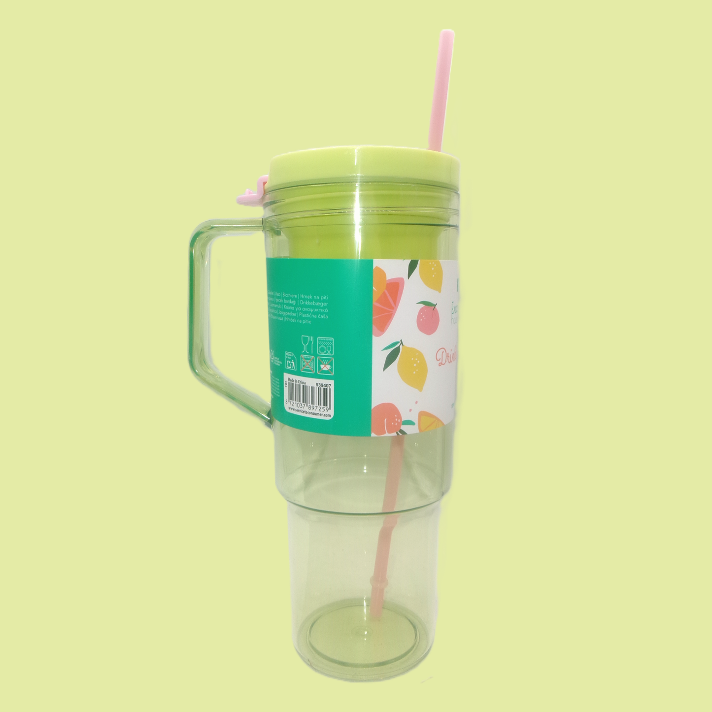 Large Capacity Colourful Plastic Drinks Bottle with Straw