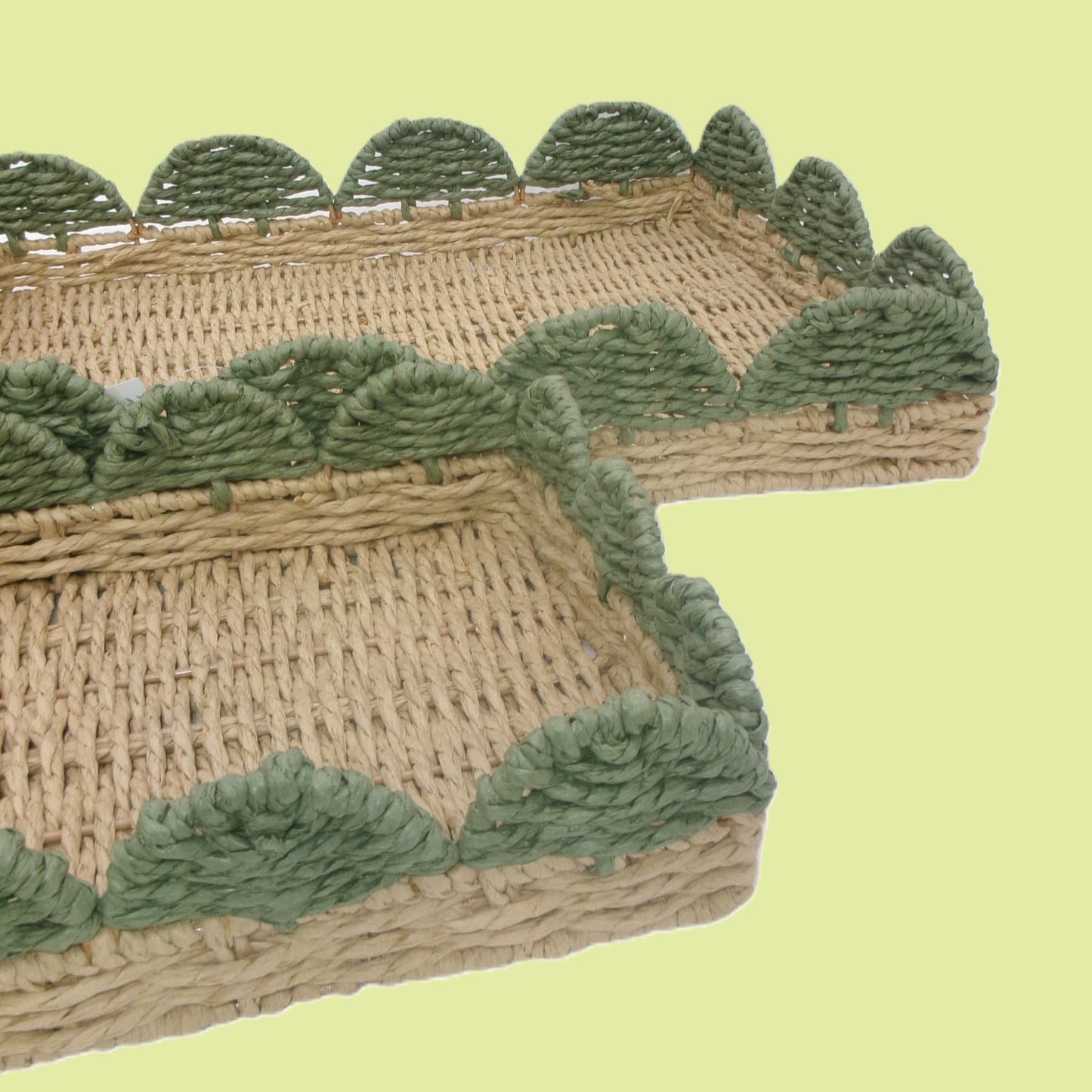 Set of 2 Woven Rectangular Shaped Tray Assorted Colours Home Décor