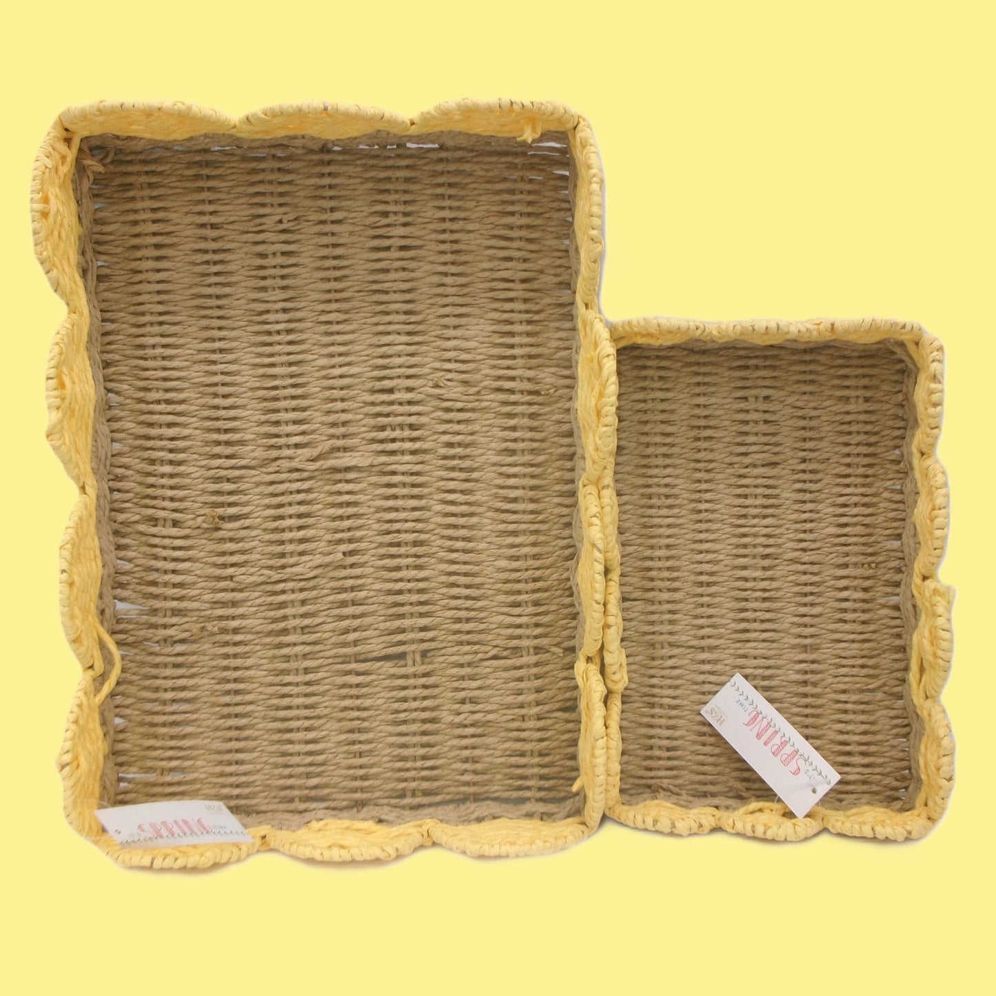 Set of 2 Woven Rectangular Shaped Tray Assorted Colours Home Décor