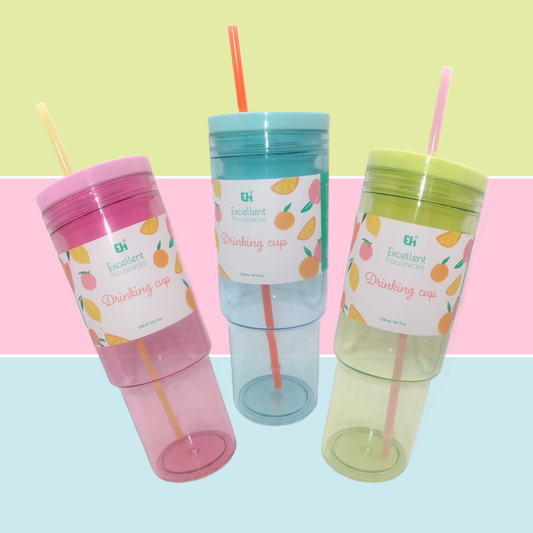 Large Capacity Colourful Plastic Drinks Bottle with Straw
