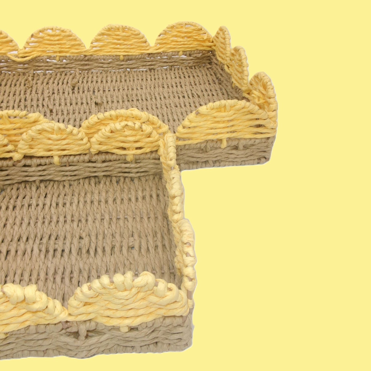 Set of 2 Woven Rectangular Shaped Tray Assorted Colours Home Décor