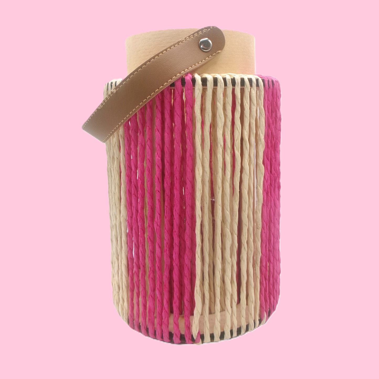 3 Assorted Colour Tall Woven Lanterns with Handles