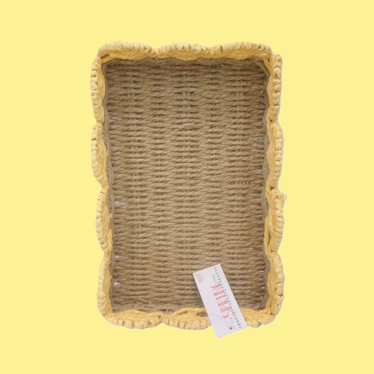 Set of 2 Woven Rectangular Shaped Tray Assorted Colours Home Décor