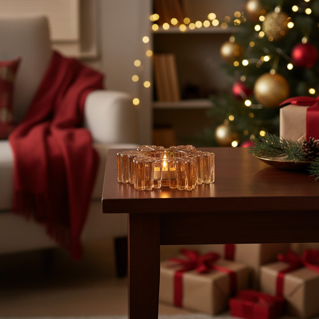 Glass Snowflake Tealight Holder - 2 Colours Available