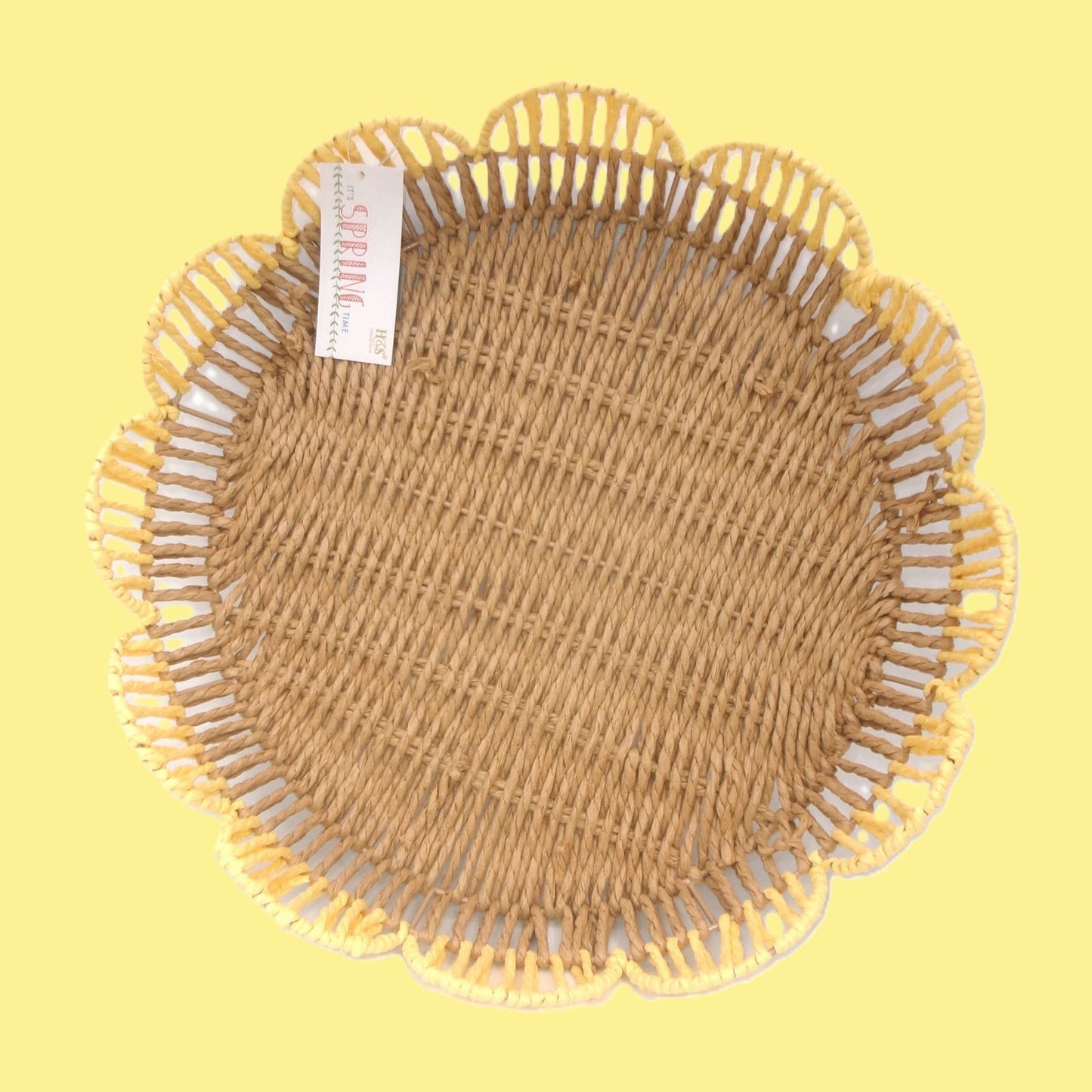 Woven Flower Shaped Tray Assorted Colours Home Décor Large