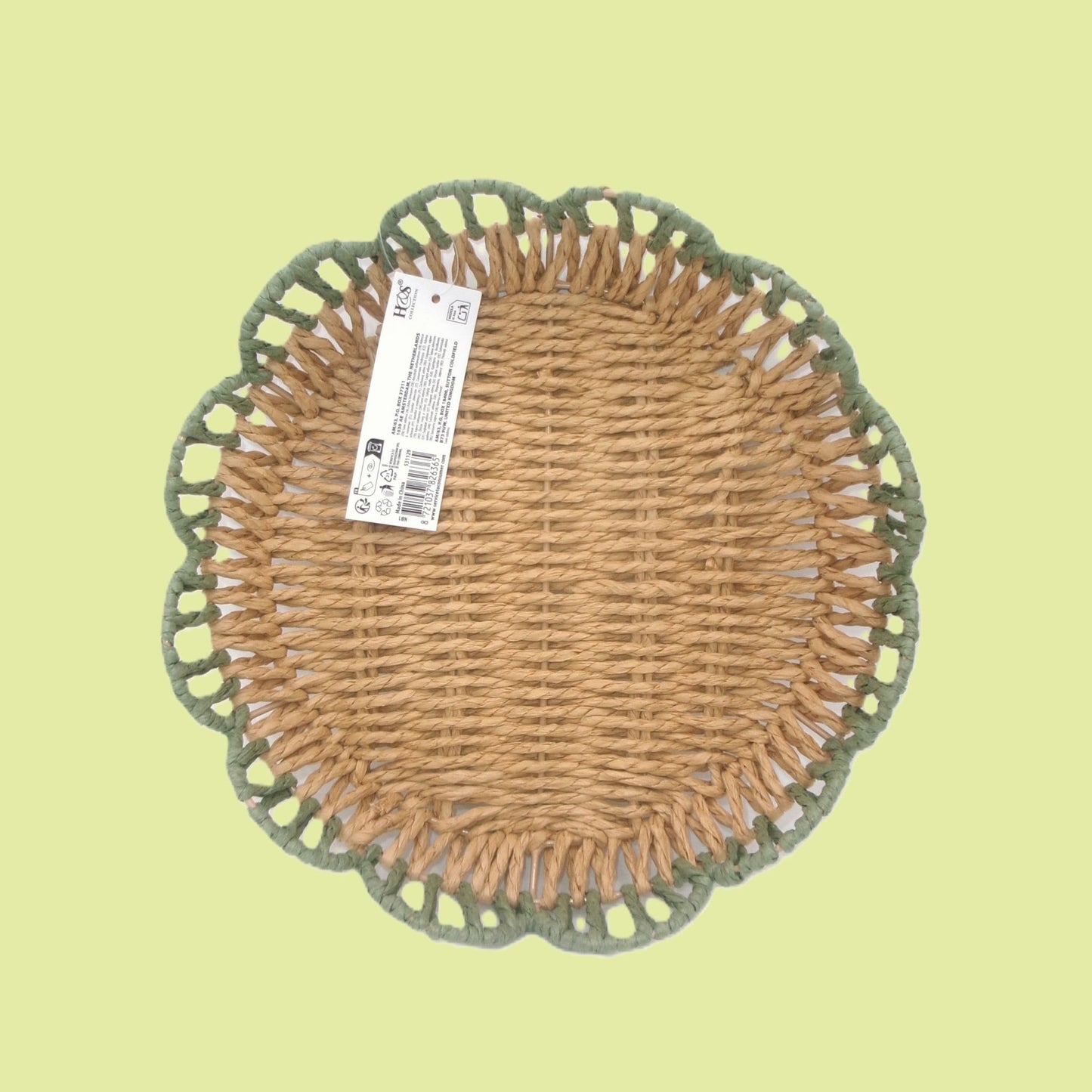 Woven Flower Shaped Tray Assorted Colours Home Décor Small