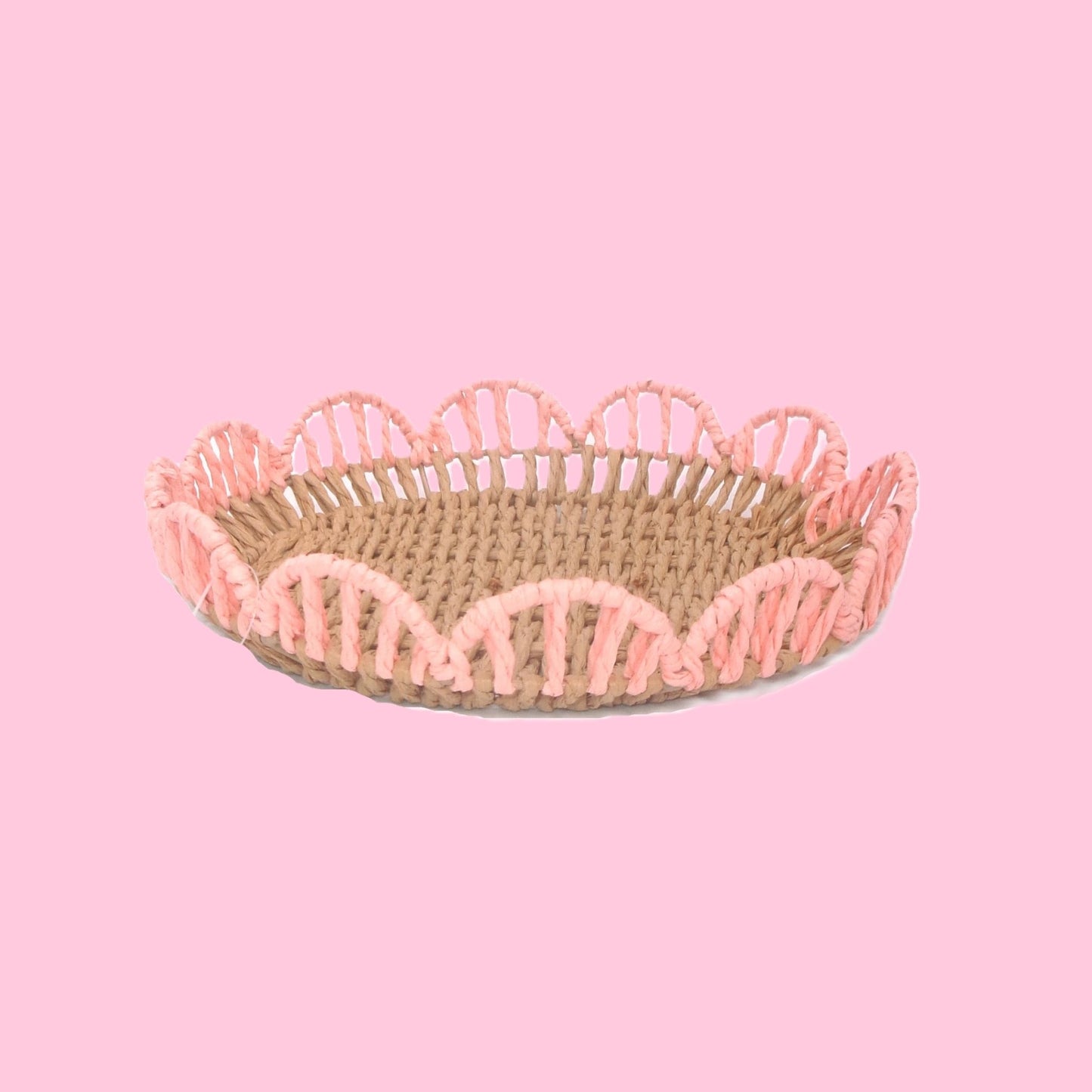 Woven Flower Shaped Tray Assorted Colours Home Décor Small