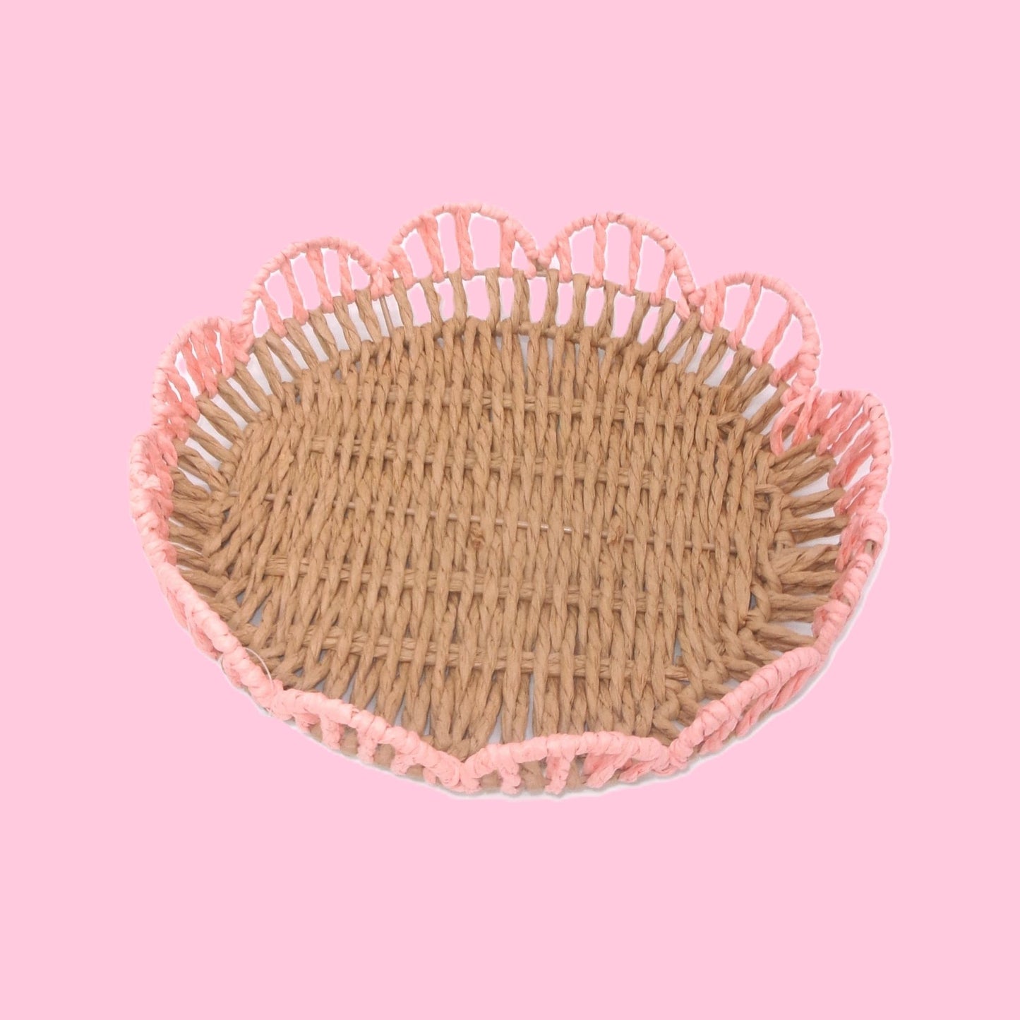 Woven Flower Shaped Tray Assorted Colours Home Décor Small