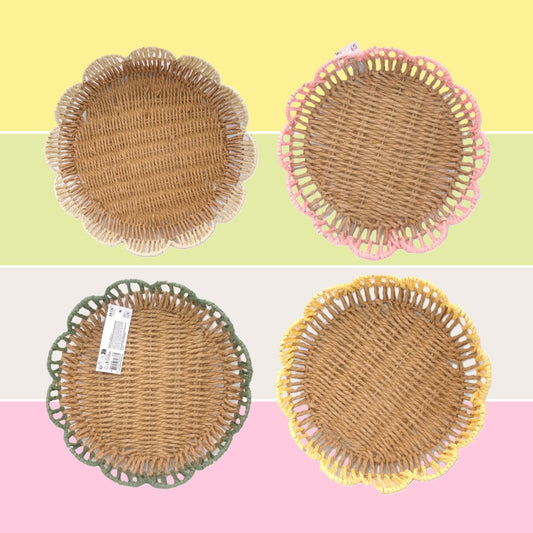 Woven Flower Shaped Tray Assorted Colours Home Décor Small