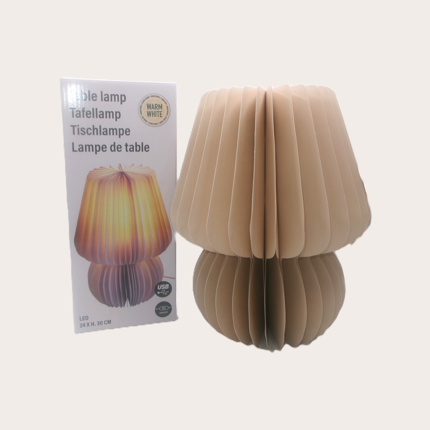 2 Assorted Coloured Paper LED Table Lamps 30cm