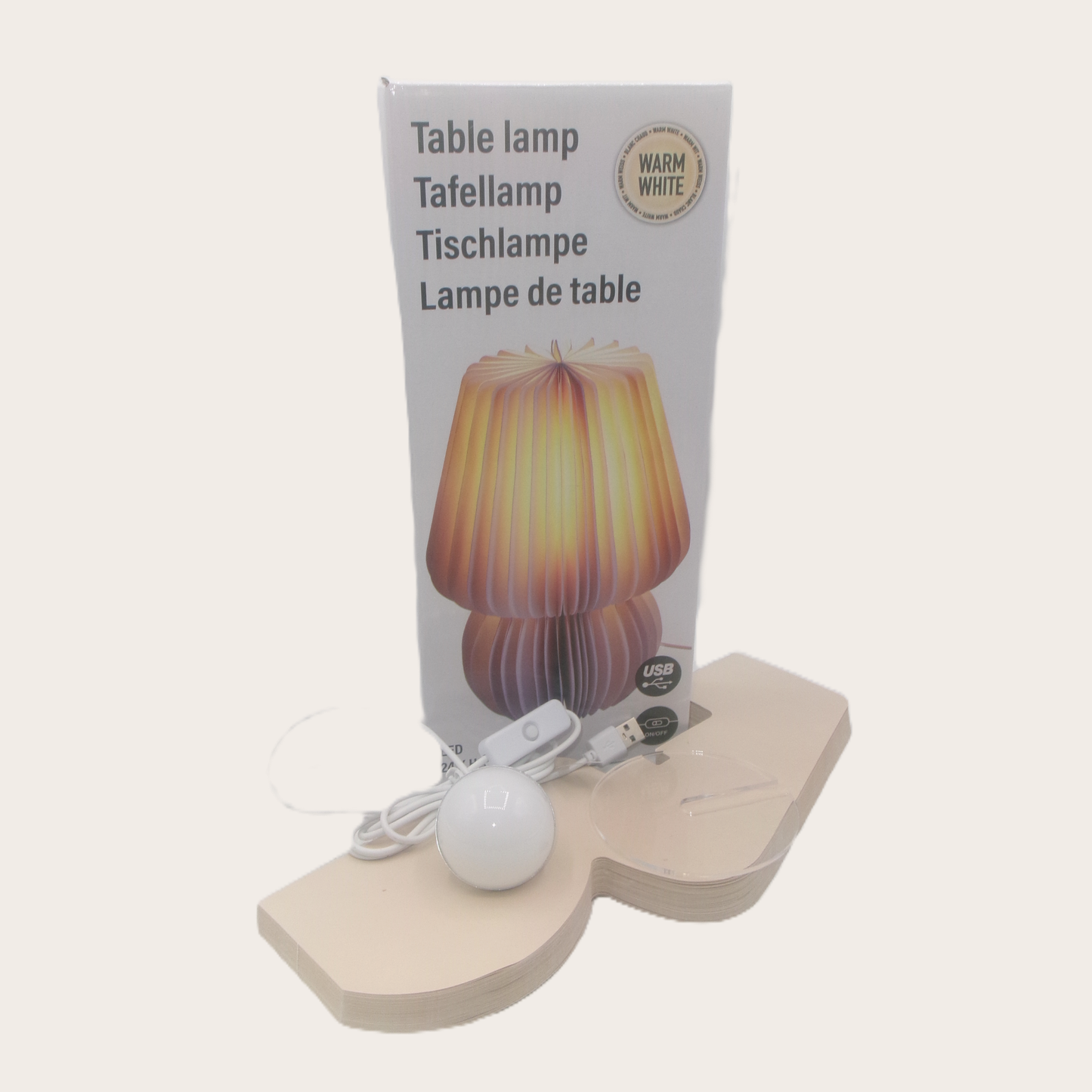 2 Assorted Coloured Paper LED Table Lamps 30cm