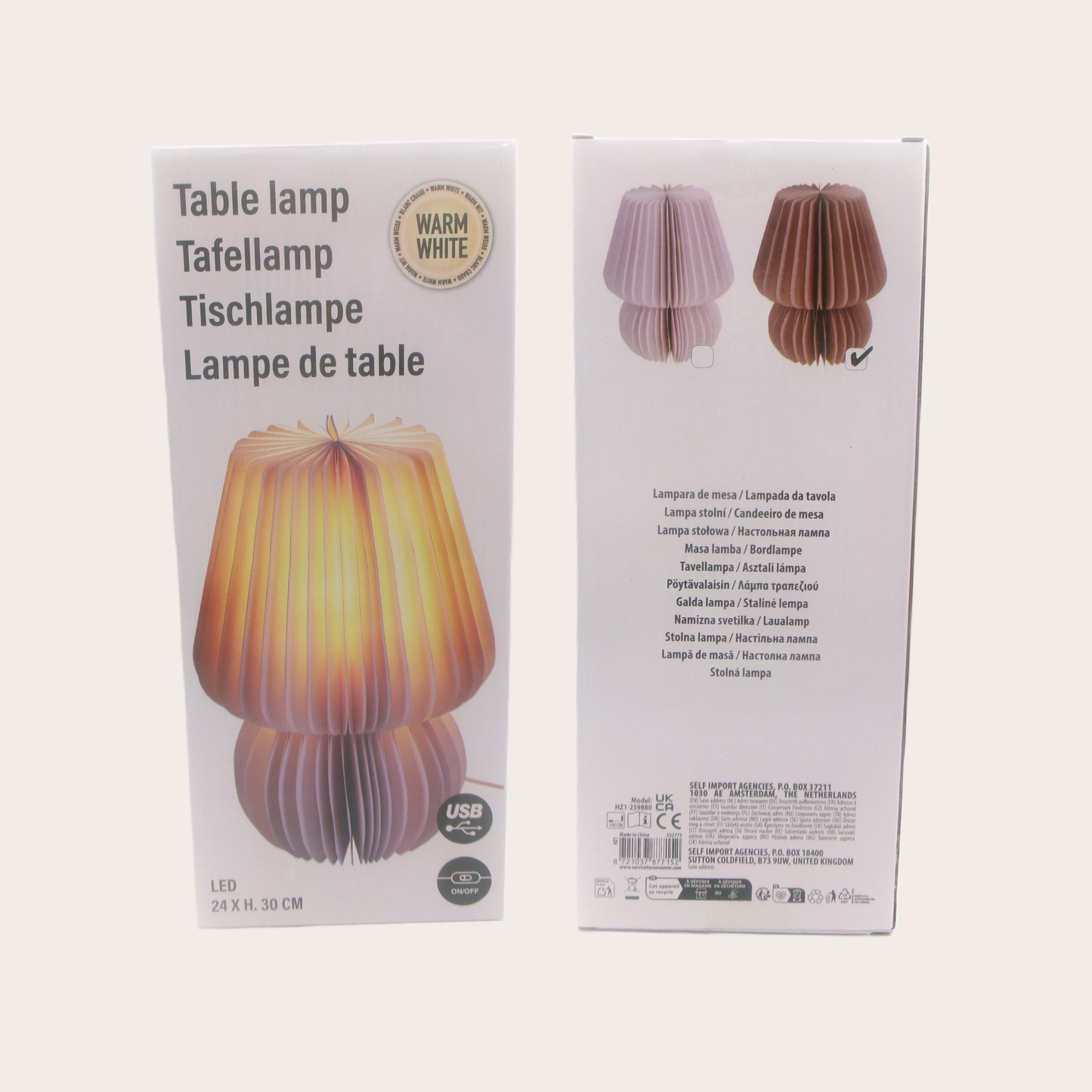 2 Assorted Coloured Paper LED Table Lamps 30cm