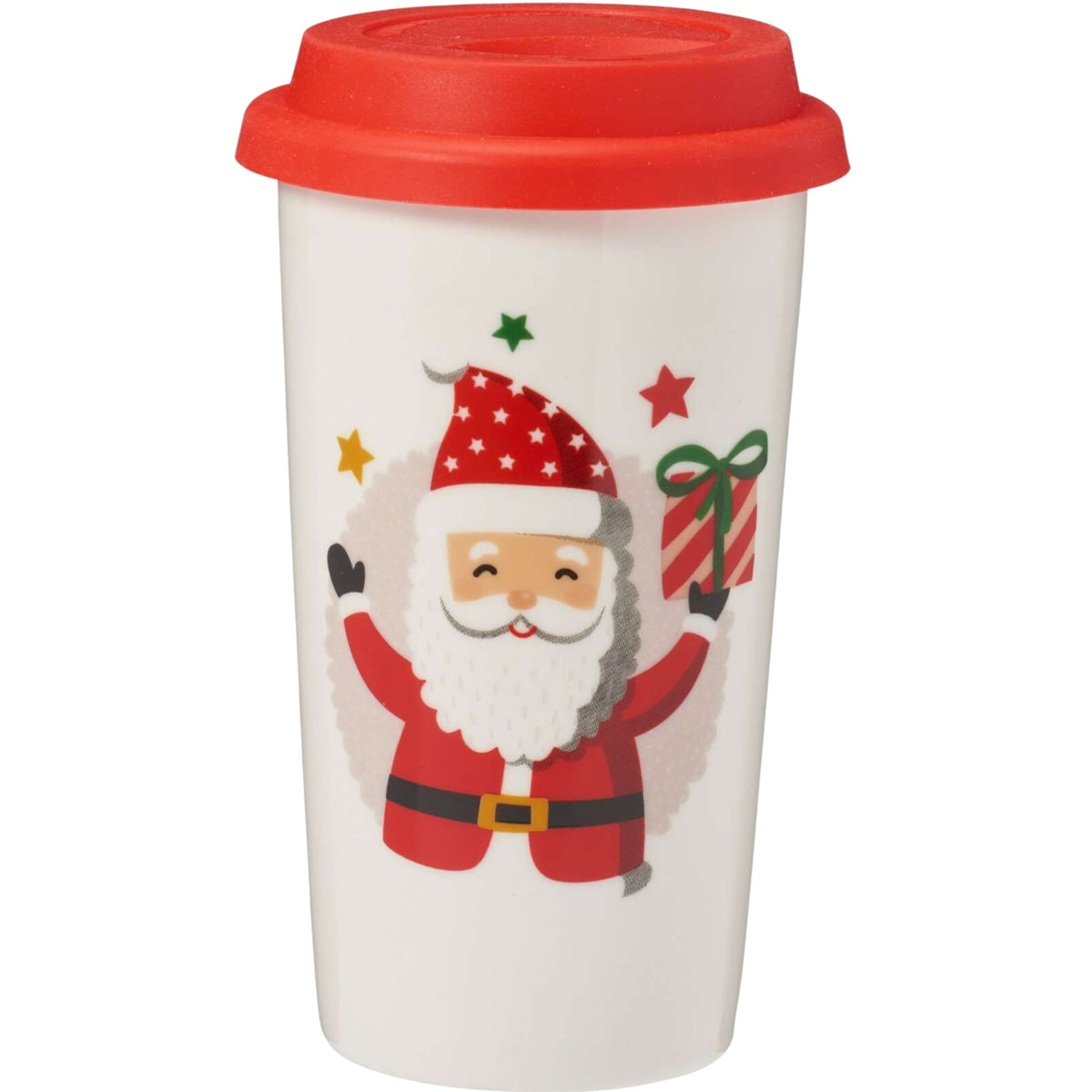Stoneware Christmas Travel Mug With Lid - 4 designs