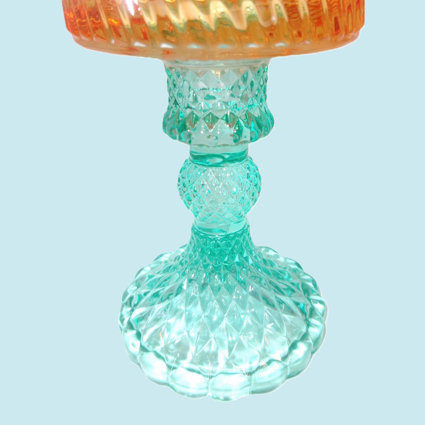 3 Assorted Tall Colourful Glass Tealight Holders 17.5cm