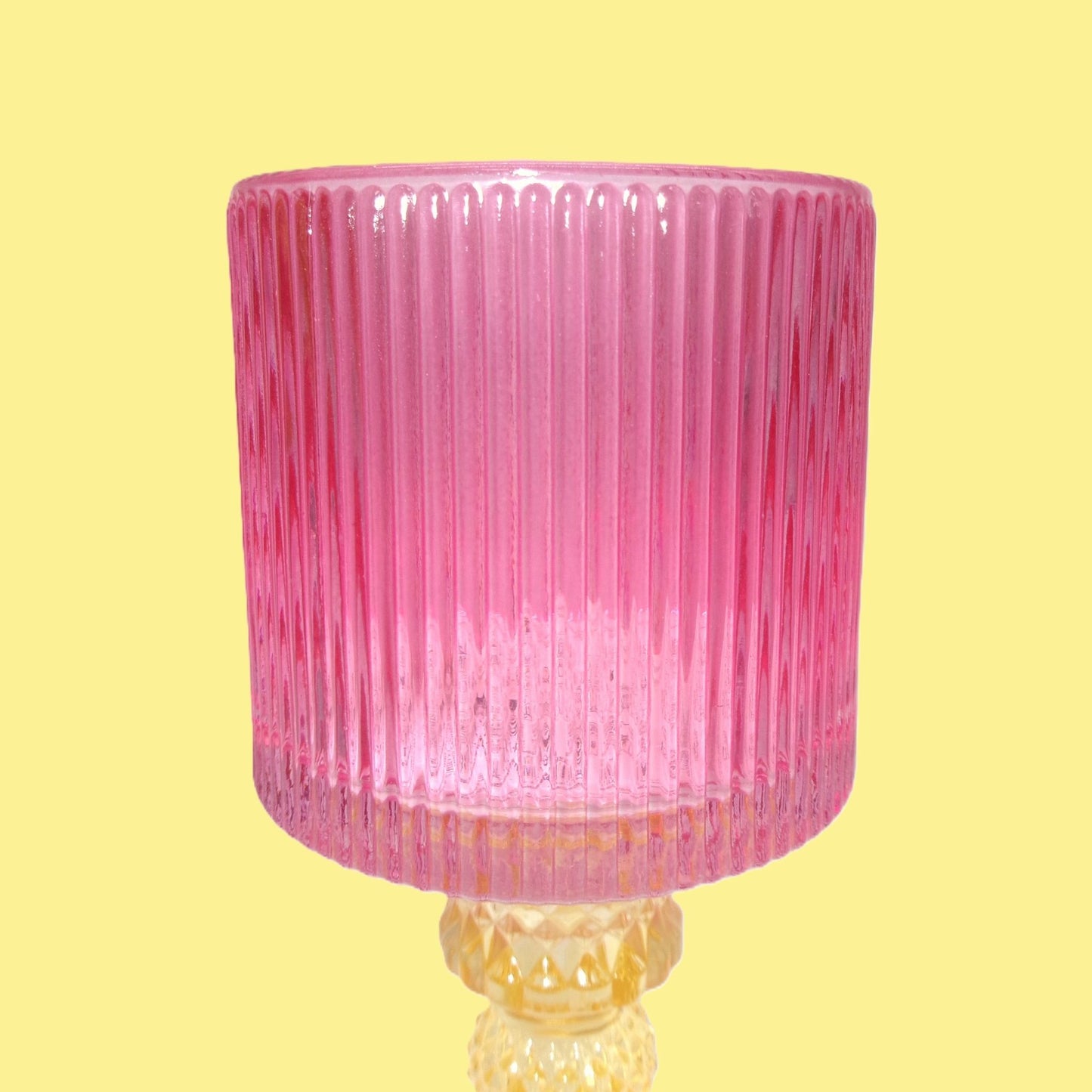 3 Assorted Tall Colourful Glass Tealight Holders 17.5cm