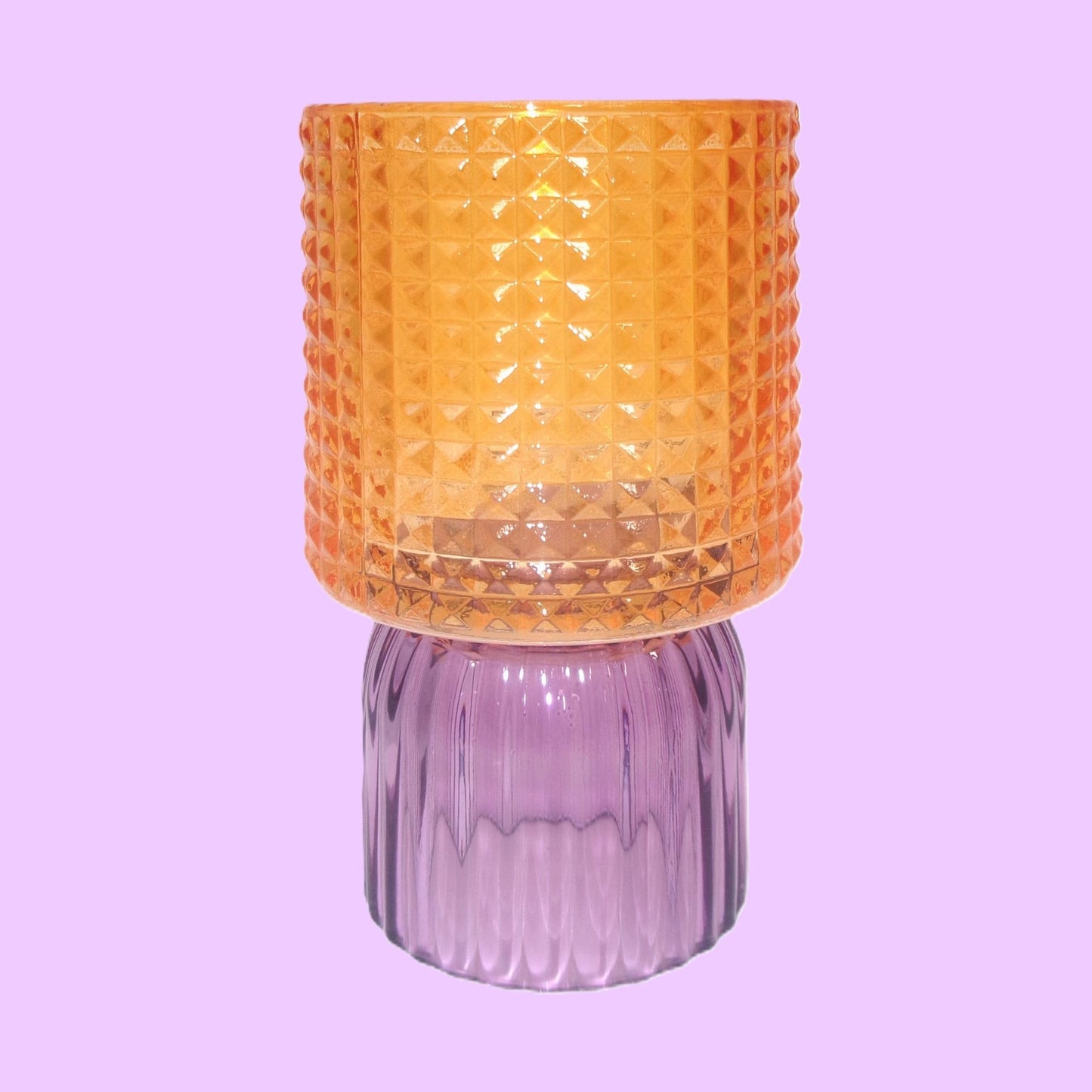 3 Assorted Colourful Glass Tealight Holders 13cm
