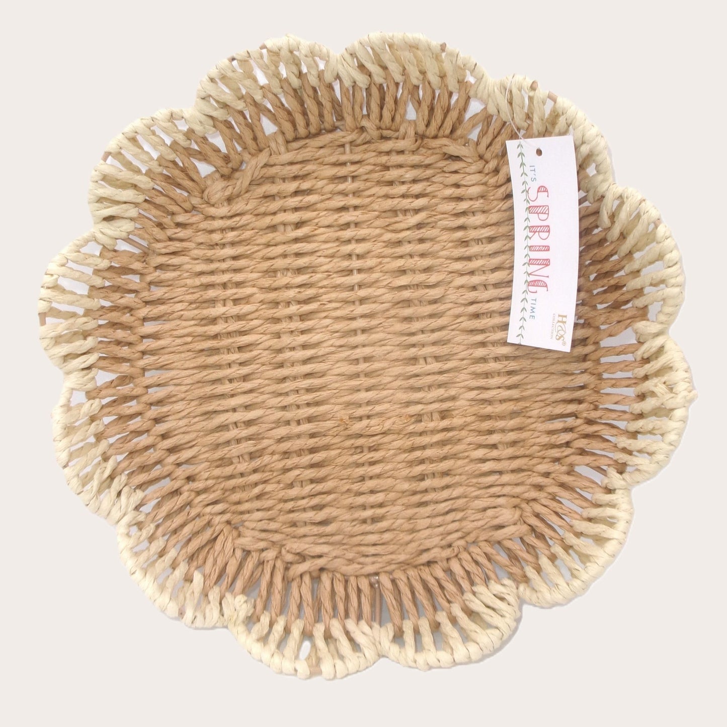 Woven Flower Shaped Tray Assorted Colours Home Décor Large