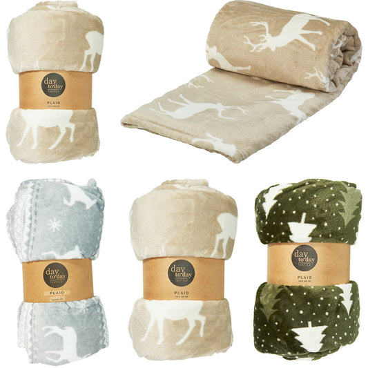 Winter Printed Blanket Throw 200x150cm Assorted Designs & Colours