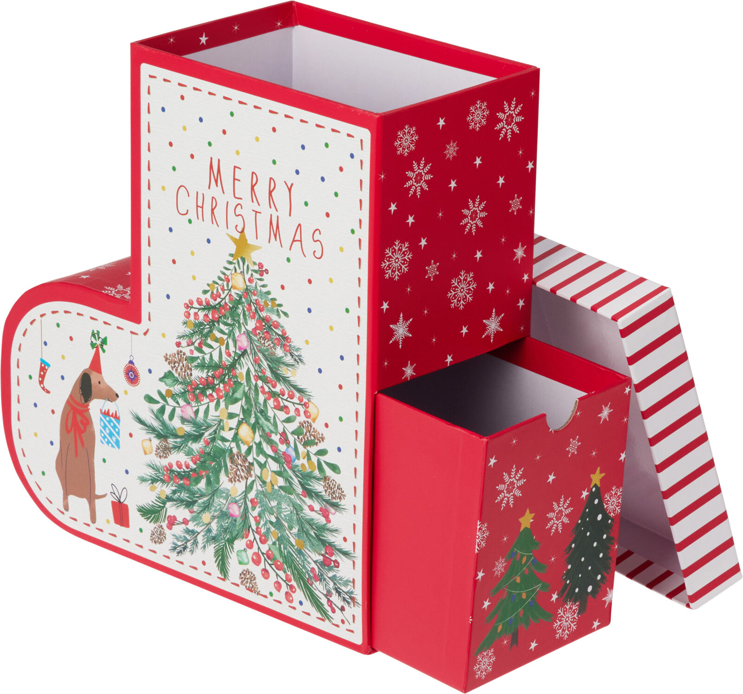 Christmas Boot Shaped Gift Box with Drawers 2x Assorted Designs