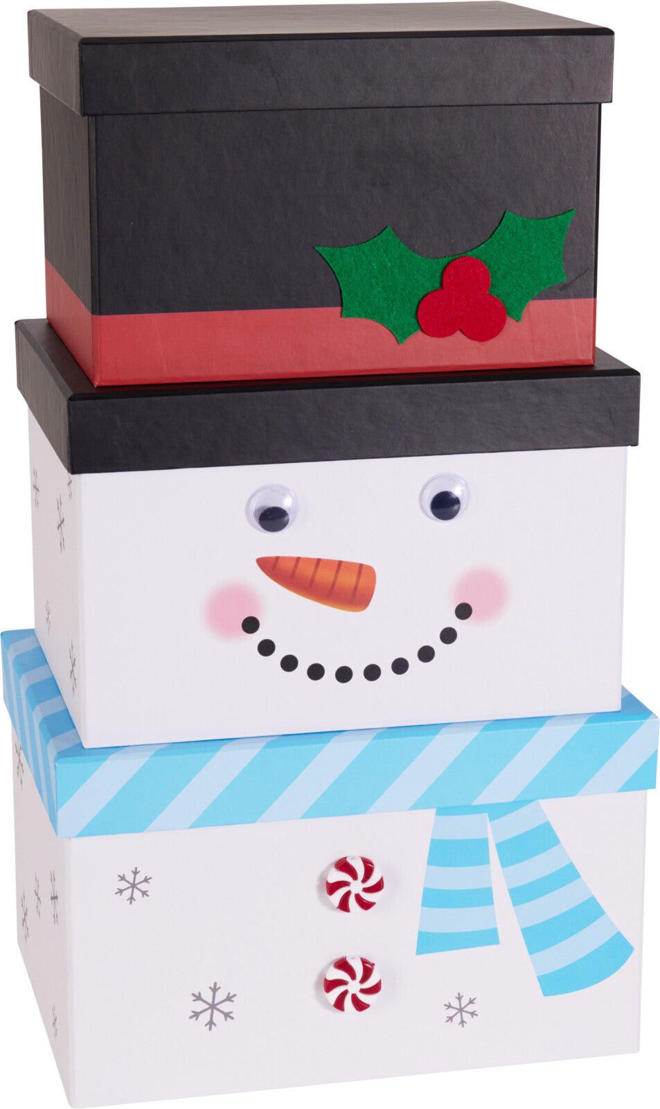 Christmas Gift Box Set of 3 Santa Snowman Reindeer Assorted Designs