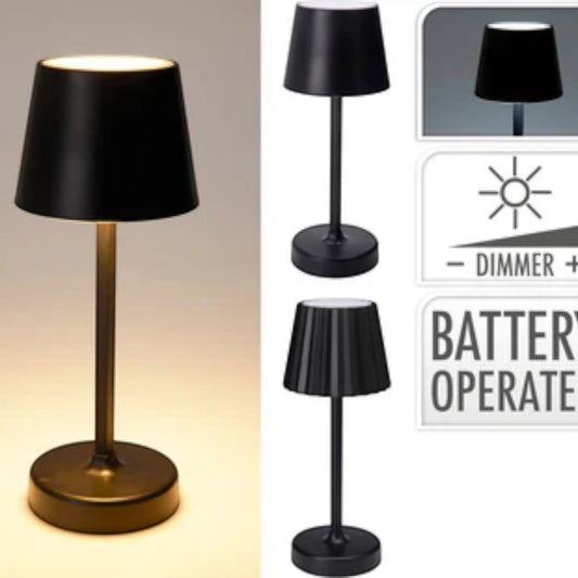 Battery Operated LED Table Lamp with Dimmer Black
