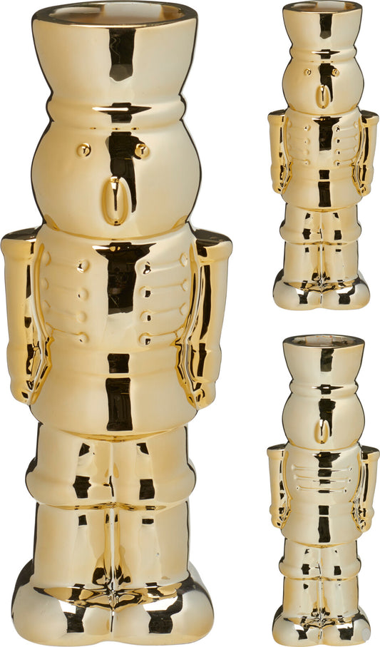 Gold Nutcracker Small Vase Candle Holder 2x Assorted Designs