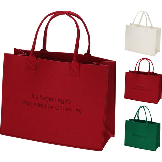Winter Christmas Tote Felt 44x34cm Three Assorted Designs