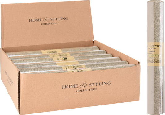 Table Runner Embossed PU Metallic Champagne 150x330cm