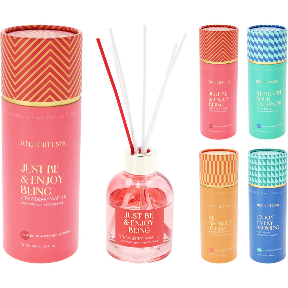 Assorted Fragrances Glass Reed Diffuser Colourful Gift 100ml