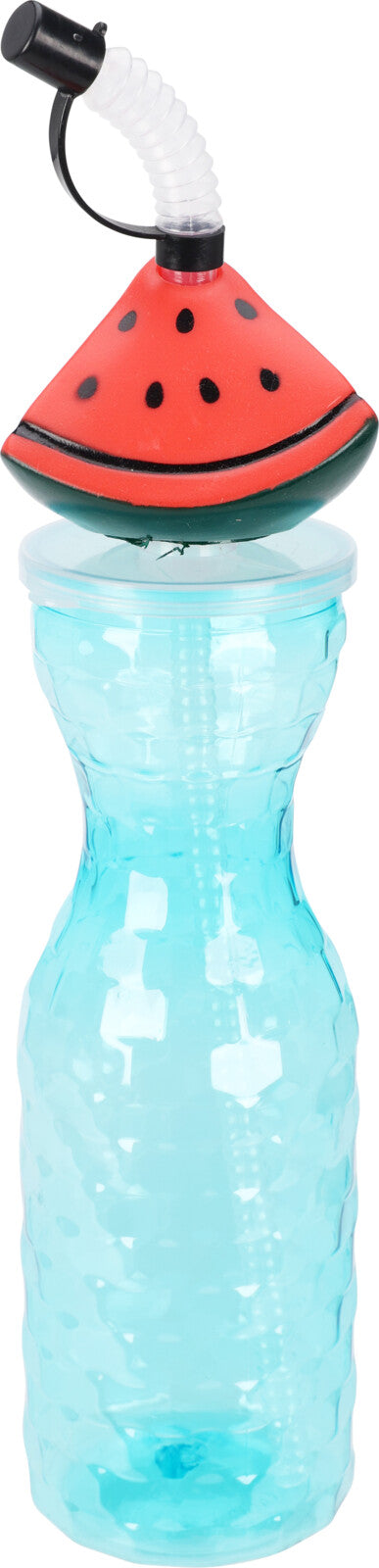 Assorted Drinks Water Travel Bottle with Fruit Design and Straw 500ml
