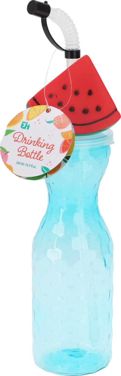 Assorted Drinks Water Travel Bottle with Fruit Design and Straw 500ml