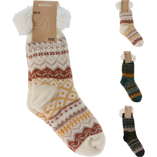 Men's Christmas Socks Nordic Design One Size 3x Assorted Colours