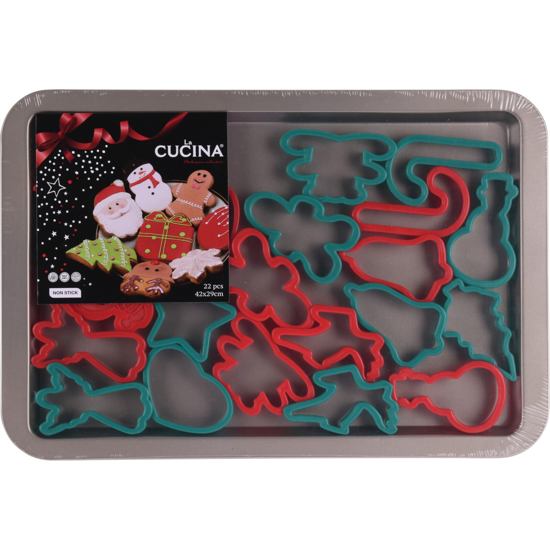 Picture of Baking Sheet with 22 Cookie Cutters